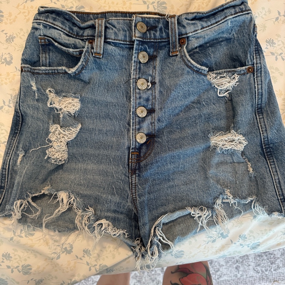 Abercrombie & Fitch Blue Distressed Jean Shorts